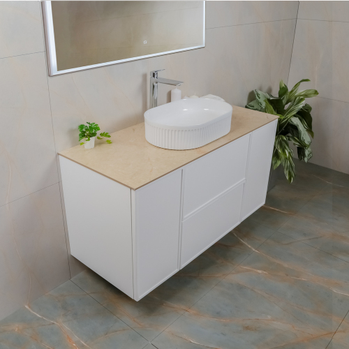 Тумба с раковиной AVS Палитра 120 (50x32) белая, 2 ящика и 2 дверки