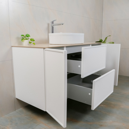 Тумба с раковиной AVS Палитра 120 (50x32) белая, 2 ящика и 2 дверки