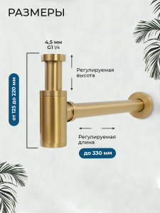 Сифон для раковины AVS 818-100-BG брашированное золото