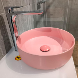Раковина чаша 355*355*120 РОЗОВЫЙ с донным клапаном Art Basin AVS (Уценка 40%)