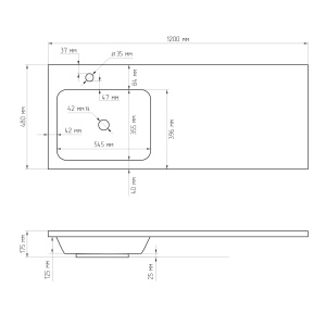 Раковина AVS Прима 120x48 L, белая