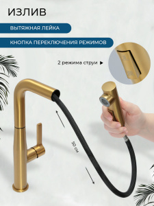 Смеситель для кухни AVS 811-191-BG брашированное золото