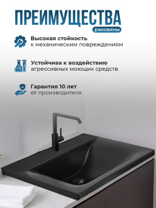 Раковина мебельная AVS Вариант 61x46 черная матовая