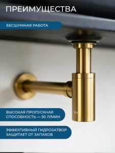 Сифон для раковины AVS 818-100-BG брашированное золото