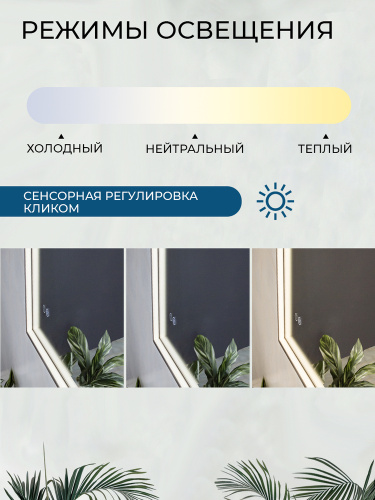 Зеркало с подсветкой AVS Лайн 75x90 см, антипар, черное матовое