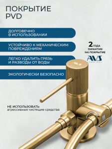 Гигиенический душ со смесителем AVS Пульс брашированное золото