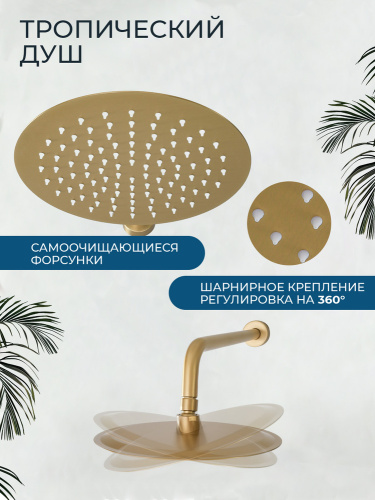 Душевой комплект AVS Люкс 3в1 круглый, брашированное золото