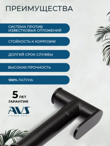Гигиенический душ со смесителем AVS Слиммер черный матовый