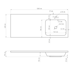 Раковина AVS Прима 120x48 R, белая