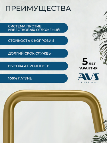 Смеситель для кухни AVS 811-190-BG брашированное золото