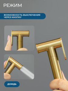Гигиенический душ со смесителем AVS Слиммер брашированное золото