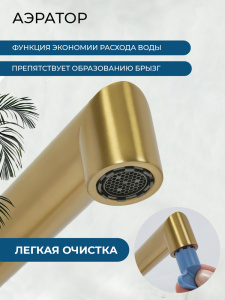 Смеситель для кухни AVS Пульс 811-090-BG брашированное золото Смеситель для кухни AVS Пульс 811-090-BG брашированное золото