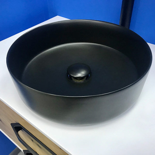 Раковина AVS Art Basin 35,5x35,5 черная с донным клапаном