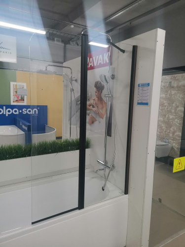 Шторка на ванну AVS Асти Дуо 100 правая профиль черный матовый, стекло прозрачное 803-0016-150-5545R-BM-T (УЦЕНКА 48%)