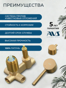 Душевой комплект AVS Слиммер 3в1 брашированное золото