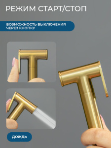 Гигиенический душ со смесителем AVS Элегант брашированное золото