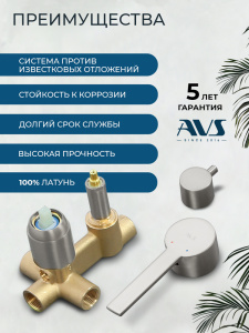 Душевой комплект AVS Элегант 3в1 квадратный, брашированный никель