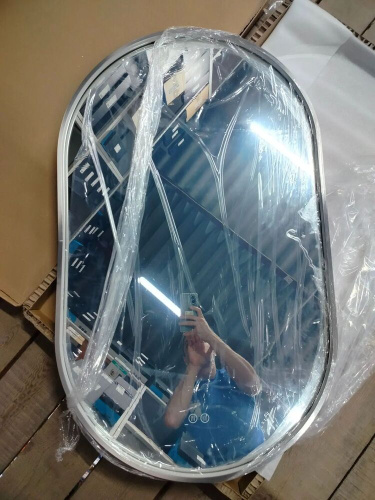 Зеркало с подсветкой AVS Эллипс 60x100 см, антипар, оружейная сталь 829-AG-6010GM/LED/S/A3-6 УЦЕНКА 40% /2