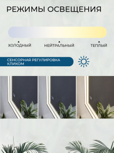 Зеркало с подсветкой AVS Лайн 75x90 см, антипар, оружейная сталь Зеркало с подсветкой AVS Лайн 75x90 см, антипар, оружейная сталь