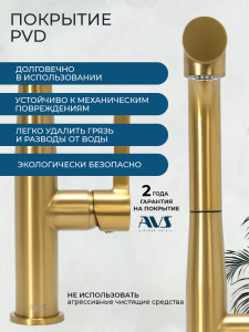 Смеситель для кухни AVS 811-191-BG брашированное золото