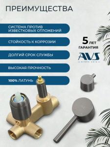 Душевой комплект AVS Слиммер 3в1 оружейная сталь