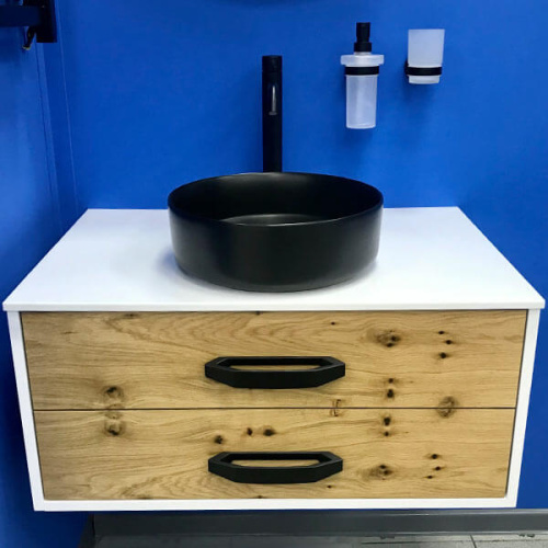 Раковина AVS Art Basin 35,5x35,5 черная с донным клапаном