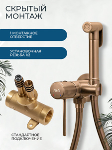 Гигиенический душ со смесителем AVS Слиммер брашированное розовое золото