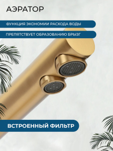 Смеситель для кухни AVS Пьюрривер 811-160-BG Г-образный излив, брашированное золото Смеситель для кухни AVS Пьюрривер 811-160-BG Г-образный излив, брашированное золото